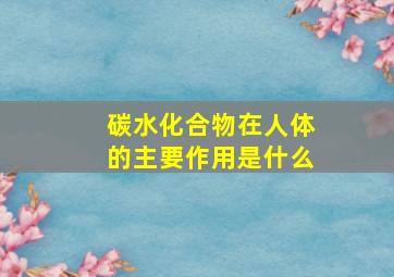 碳水化合物在人体的主要作用是什么