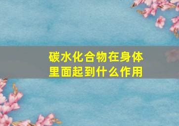 碳水化合物在身体里面起到什么作用