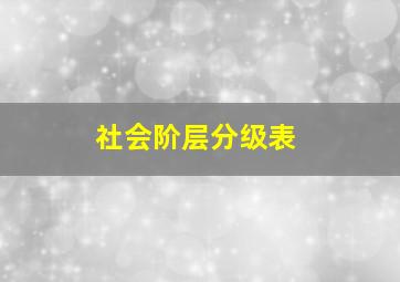 社会阶层分级表