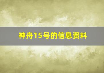 神舟15号的信息资料