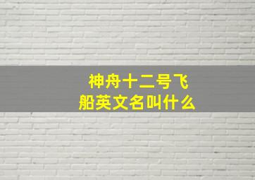 神舟十二号飞船英文名叫什么