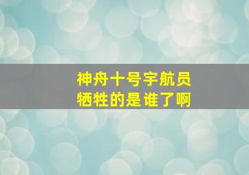 神舟十号宇航员牺牲的是谁了啊