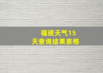 福建天气15天查询结果表格