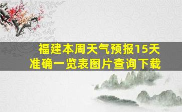 福建本周天气预报15天准确一览表图片查询下载