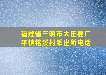 福建省三明市大田县广平镇铭溪村派出所电话