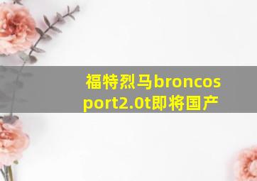 福特烈马broncosport2.0t即将国产