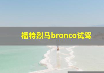 福特烈马bronco试驾