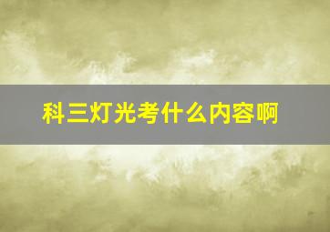 科三灯光考什么内容啊