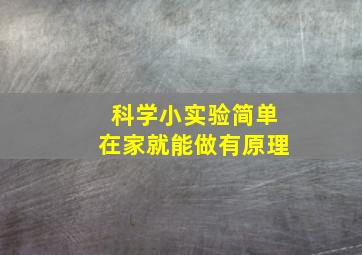 科学小实验简单在家就能做有原理