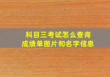 科目三考试怎么查询成绩单图片和名字信息