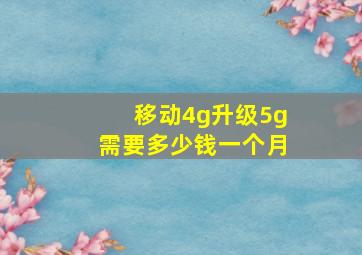 移动4g升级5g需要多少钱一个月