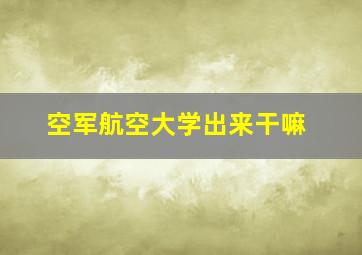 空军航空大学出来干嘛