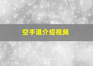 空手道介绍视频