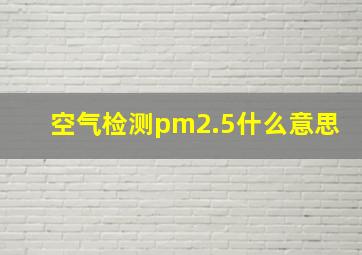 空气检测pm2.5什么意思