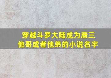 穿越斗罗大陆成为唐三他哥或者他弟的小说名字