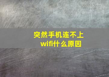 突然手机连不上wifi什么原因