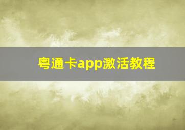 粤通卡app激活教程