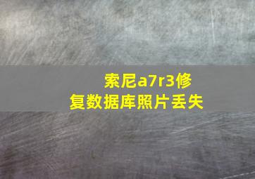 索尼a7r3修复数据库照片丢失