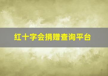 红十字会捐赠查询平台