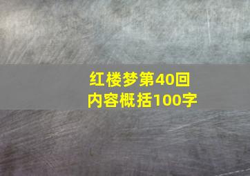 红楼梦第40回内容概括100字