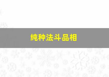 纯种法斗品相