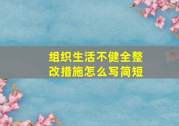 组织生活不健全整改措施怎么写简短