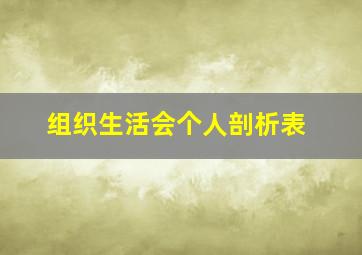 组织生活会个人剖析表