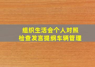 组织生活会个人对照检查发言提纲车辆管理