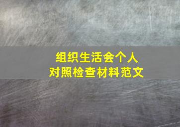 组织生活会个人对照检查材料范文