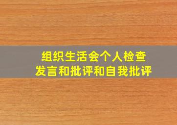 组织生活会个人检查发言和批评和自我批评