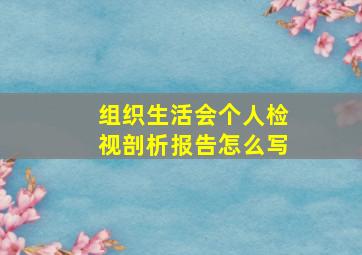 组织生活会个人检视剖析报告怎么写