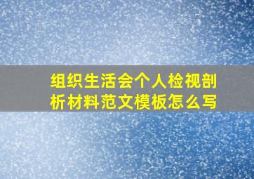 组织生活会个人检视剖析材料范文模板怎么写