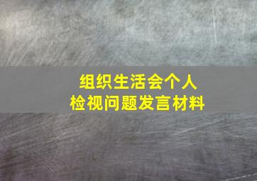 组织生活会个人检视问题发言材料