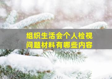 组织生活会个人检视问题材料有哪些内容