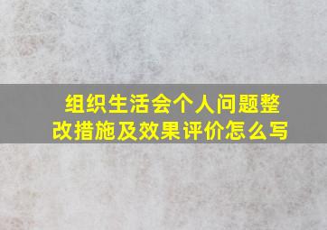 组织生活会个人问题整改措施及效果评价怎么写