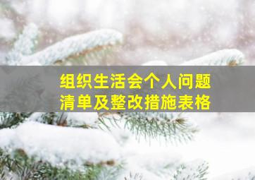 组织生活会个人问题清单及整改措施表格