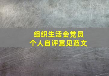 组织生活会党员个人自评意见范文