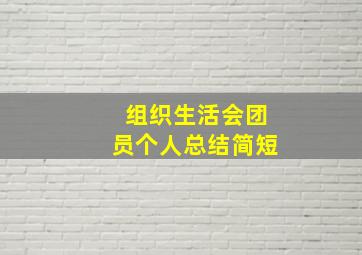 组织生活会团员个人总结简短