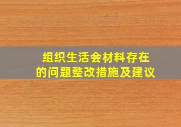 组织生活会材料存在的问题整改措施及建议