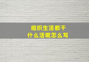 组织生活都干什么活呢怎么写