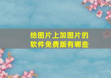 给图片上加图片的软件免费版有哪些