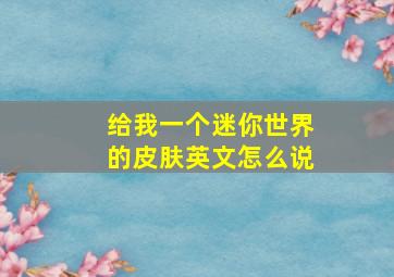 给我一个迷你世界的皮肤英文怎么说