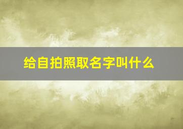 给自拍照取名字叫什么