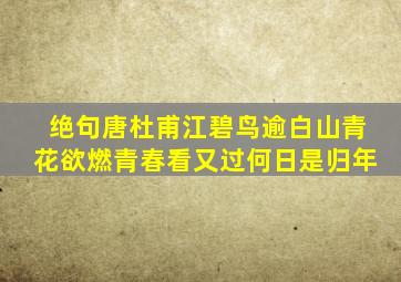 绝句唐杜甫江碧鸟逾白山青花欲燃青春看又过何日是归年