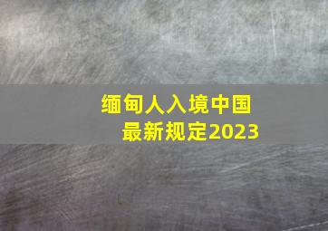 缅甸人入境中国最新规定2023