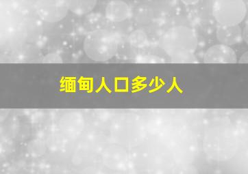 缅甸人口多少人