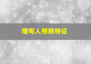 缅甸人相貌特征