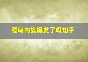 缅甸内战爆发了吗知乎