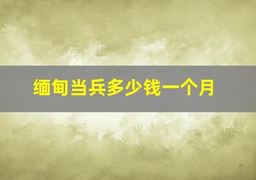 缅甸当兵多少钱一个月