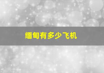 缅甸有多少飞机